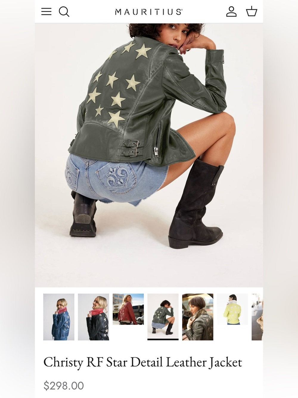 Christy RF Star Detail  Leather Jacket Mauritius